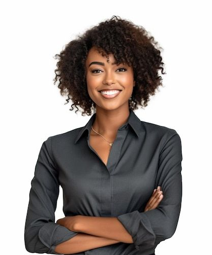 Une photo de portrait d'une femme d'affaires très belle et souriante